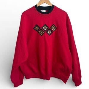 Top Stitch by Morning Sun Red Embroidered Crewneck Sweatshirt – 2X